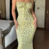 2025 Summer Floral Midi Dress Women